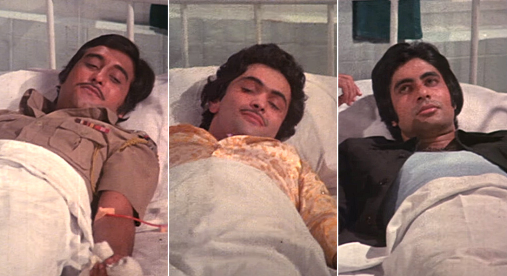Vinod Khanna, Rhishi Kapoor and Amitabh Bachchan in Amar Akbar Anthony